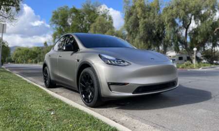 Tesla Model Y wrapped in 3M Matte grey Aluminum 16
