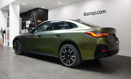 BMW i40 M50 Avery Satin Metallic Hope green carwrap 3