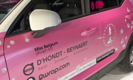 Celine Van Ouytsel carwrap Miss Belgium - 3