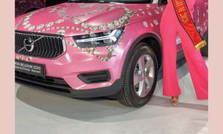 Celine Van Ouytsel carwrap Miss Belgium - 4